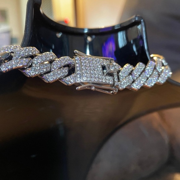 Men’s 18” Iced Out Silver Cuban Link Chain Necklace‎ – Hip Hop Bling Jewelry” - Picture 8 of 8